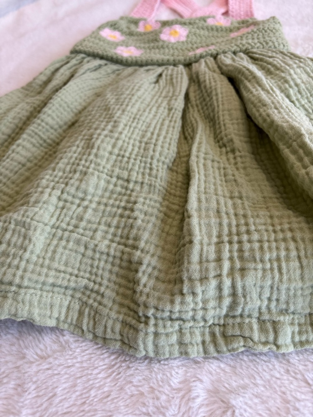 Kenzie girl crochet and muslin summer dress 2T toddler girl flowers sundress - Picture 2 of 4
